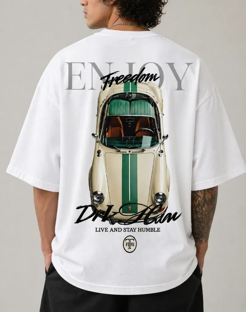 Car printed on back T-shirt