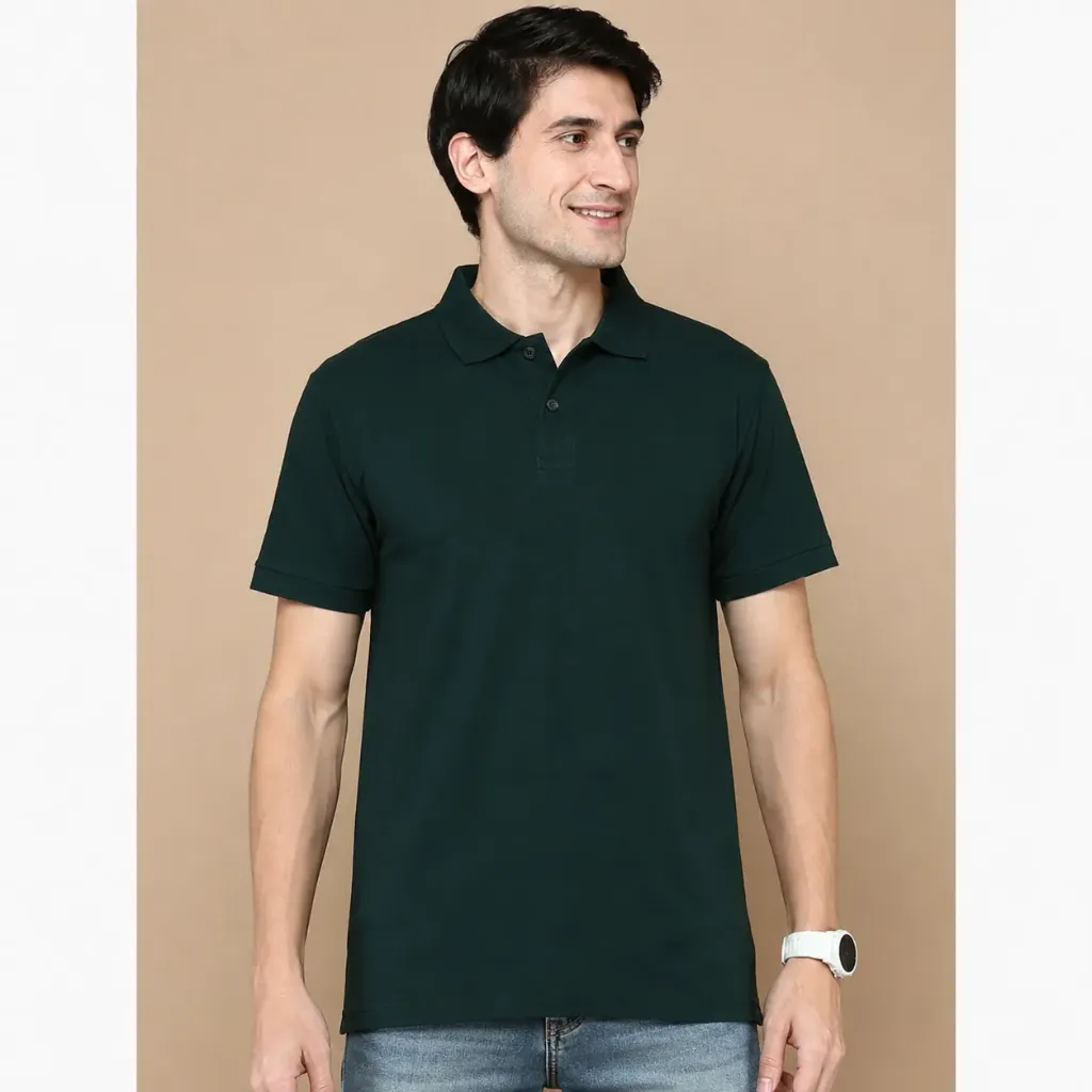 Dark Green Collar T-shirt